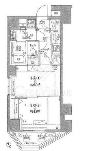 ベルジュール武蔵野中町　1003号室　間取り