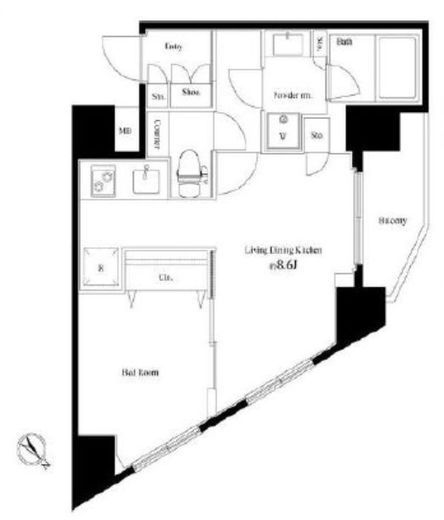 ベルジュール武蔵野中町　801号室　間取り