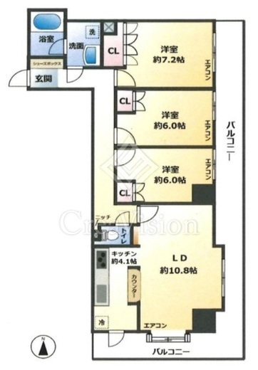 クレッセント三鷹　1002号室　間取り