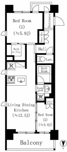 ラクレイス国分寺　307号室　間取り