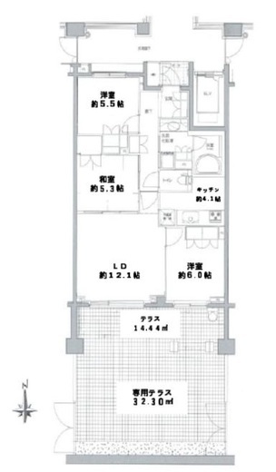 パークハウス吉祥寺北町グローヴⅡ　002号室　間取り