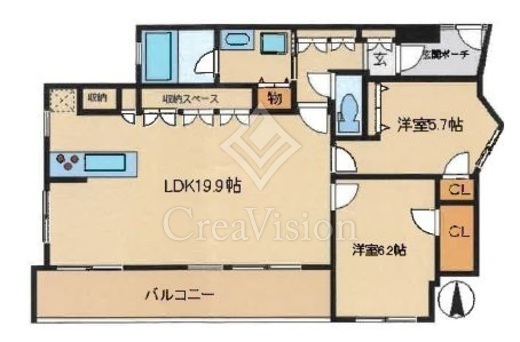 東急ドエルアルス国立　1002号室　間取り