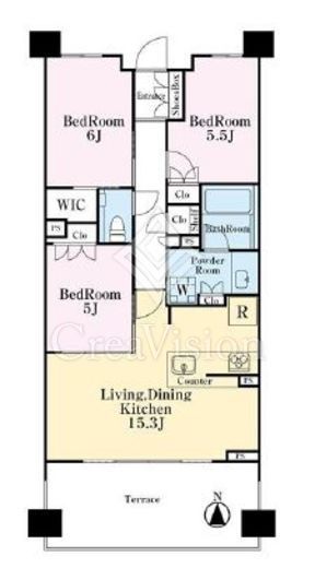 ザ・パークハウス三鷹櫻邸　1F1号室　間取り