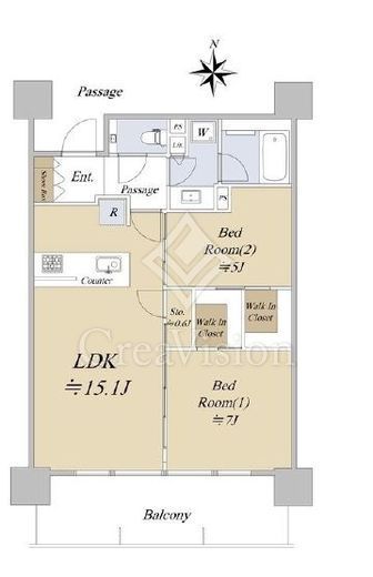 シティタワー国分寺ザ・ツインウエスト　14F1号室　間取り