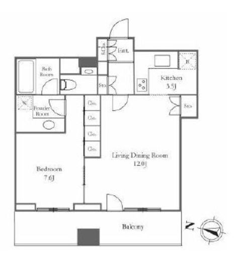 シティタワー高輪　14F2号室　間取り