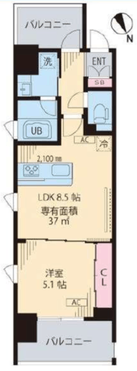 ビイルーム立川　505号室　間取り
