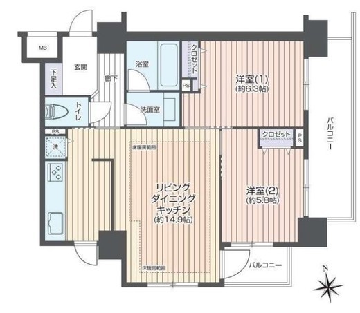 ユニーブル武蔵小金井クインテット　403号室　間取り