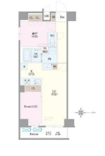 LumiCourt MITAKA　204号室　間取り
