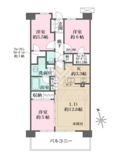 ザ・パークハウスオイコス鎌倉大船　634号室　間取り