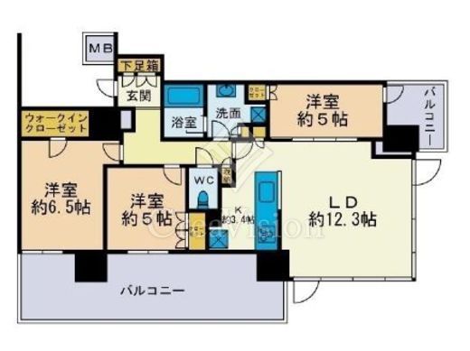 リーフィアタワー海老名アクロスコート　1501号室　間取り
