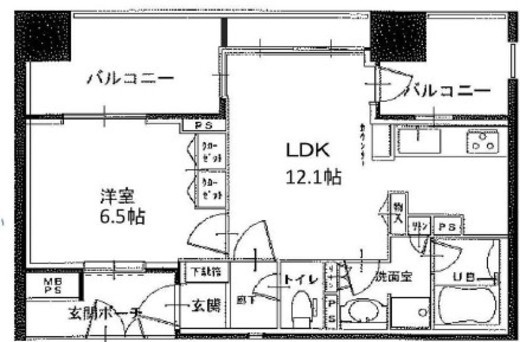 ライオンズ相模大野ステーションエアリスタ　11F1号室　間取り