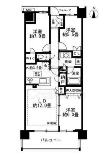 プラウド町田　1F1号室　間取り