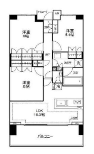 ザ・パークハウス藤沢　6F1号室　間取り