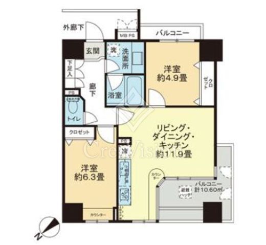 パレ・ソレイユ相模大野ステーションフロント　1204号室　間取り