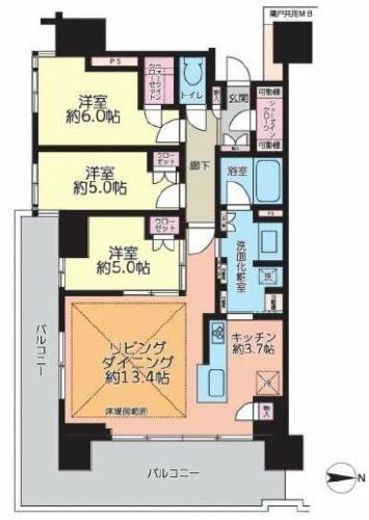 プラウド大和　702号室　間取り