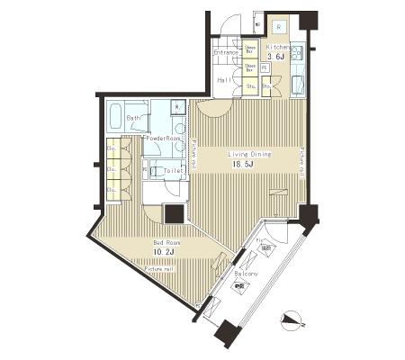 パークアクシス恵比寿　609号室　間取り