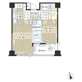 パークアクシス恵比寿　712号室　間取り