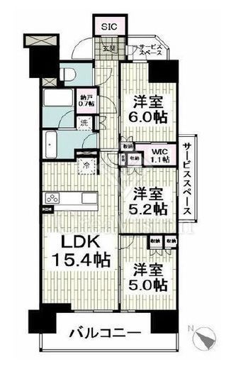 パークホームズ相模大野　9F1号室　間取り