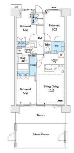 パークホームズ茅ヶ崎中央公園　102号室　間取り