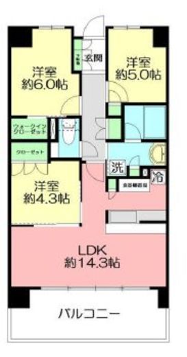 リストレジデンス茅ヶ崎　5F1号室　間取り