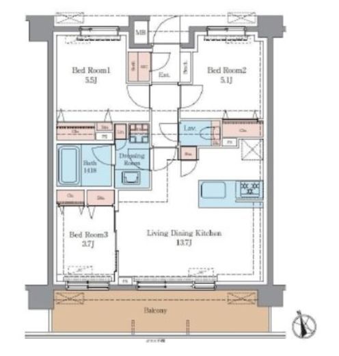 LUXENA+PAWS藤沢　206号室　間取り