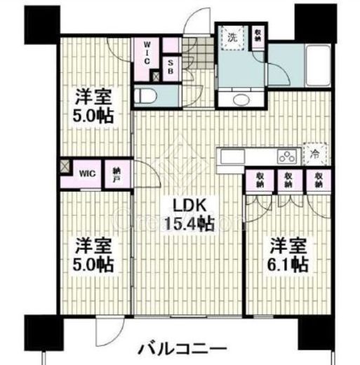 プラウドタワー相模大野クロス　T30F1号室　間取り