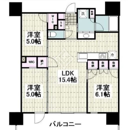 プラウドタワー相模大野クロス　T37F1号室　間取り