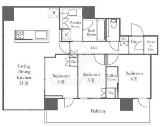 THE TOWER湘南辻堂　9F1号室　間取り