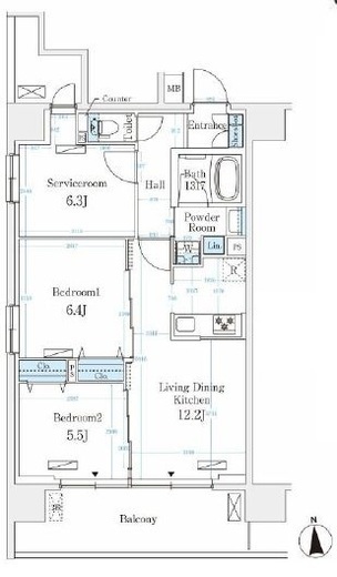 ハビテ本厚木　1403号室　間取り