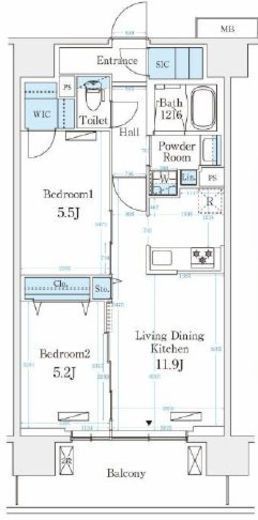 ハビテ本厚木　1202号室　間取り