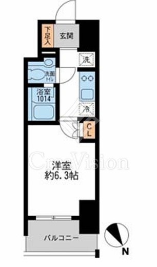 アーデン門前仲町　802号室　間取り