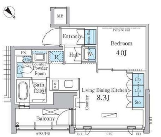 パークアクシス横浜反町公園　301号室　間取り