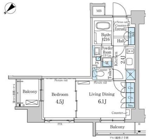 パークアクシス横浜反町公園　502号室　間取り