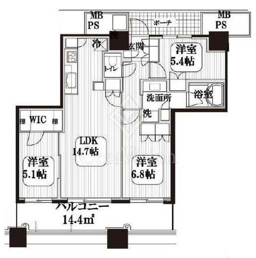 パークタワー横浜ステーションプレミア　3403号室　間取り