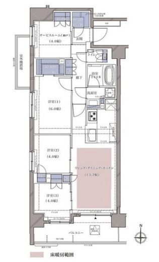 ディームス横濱青木町　802号室　間取り