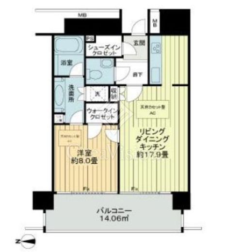 Ｍ．Ｍ．ＴＯＷＥＲＳ　ｔｈｅ　Ｓｏｕｔｈ　28F1号室　間取り