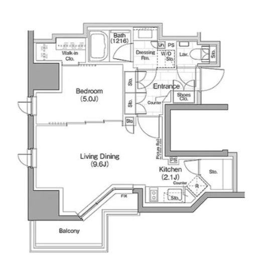 ザ・パークハビオ横浜関内　1407号室　間取り