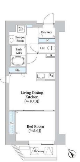 N-flats横浜関内Ⅱ (エヌフラッツ横浜関内Ⅱ)　901号室　間取り