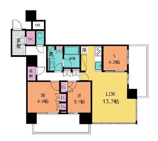 ザ・タワー横浜北仲　3905号室　間取り