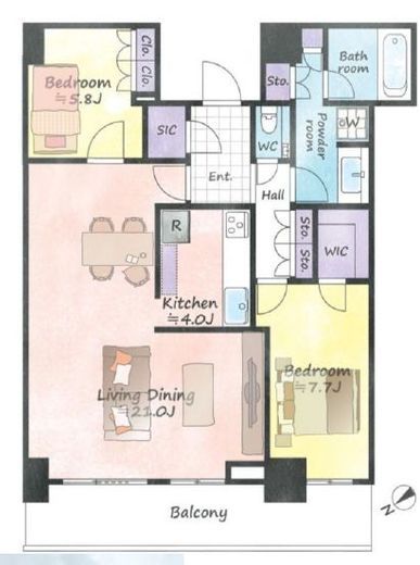 ザ・タワー横浜北仲　56F1号室　間取り