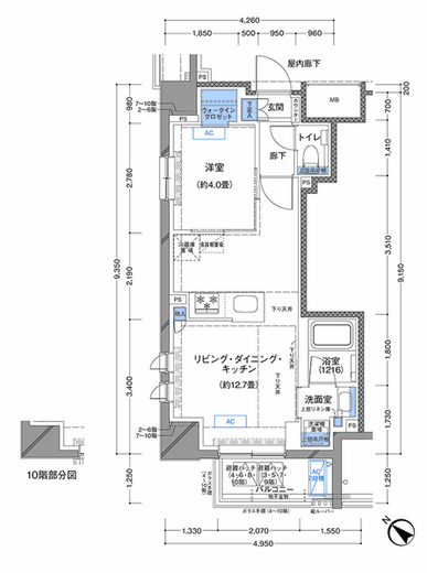 ラティエラ横濱大通り公園　801号室　間取り