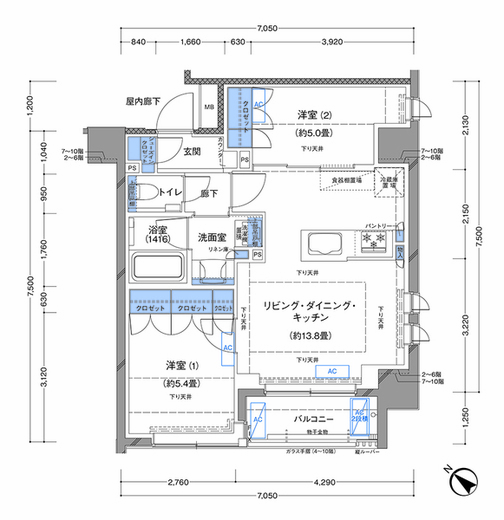 ラティエラ横濱大通り公園　805号室　間取り