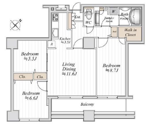 ドゥーエ横浜駅前　1806号室　間取り