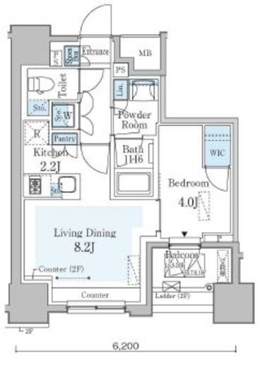 GRAN PASEO横濱関内PREMIUM (グランパセオ横濱関内プレミアム)　404号室　間取り