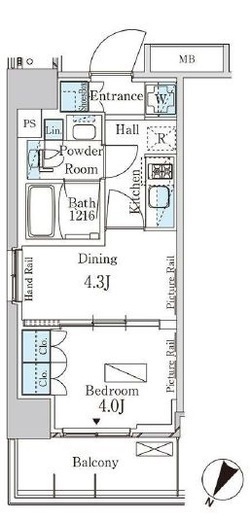 パークアクシス横濱大通り公園　1009号室　間取り