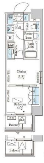 パークアクシス横濱大通り公園　408号室　間取り