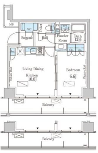パークアクシス横濱大通り公園　604号室　間取り