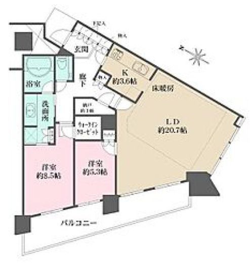 みなとみらいミッドスクエア ザ・タワーレジデンス　3011号室　間取り