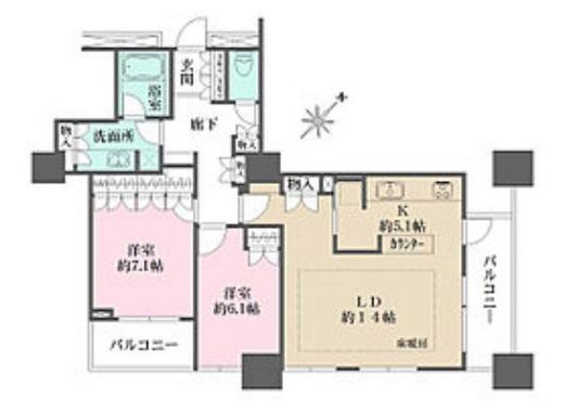 プライマリーナ山下公園グレーシアタワー　1508号室　間取り