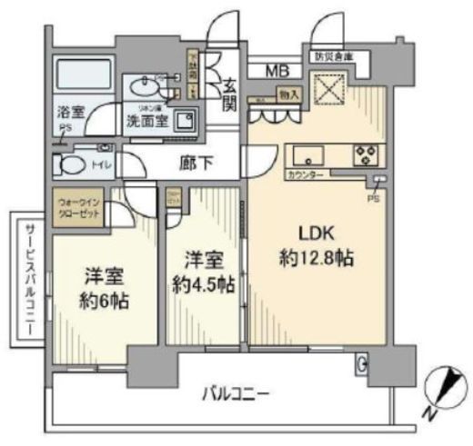 シティテラス横浜 ノース棟　324号室　間取り